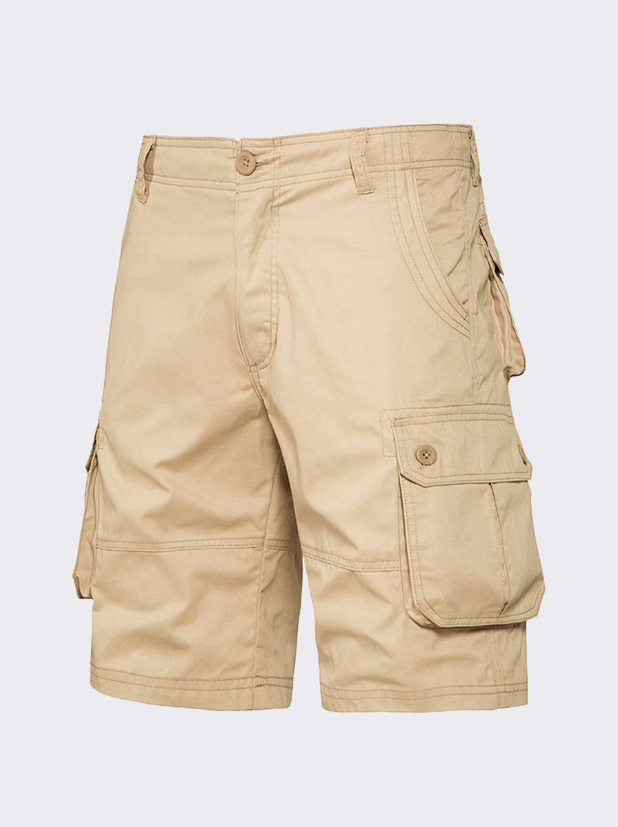 Men's Loose-Fit Cotton Casual Cargo Shorts with Multiple Pockets