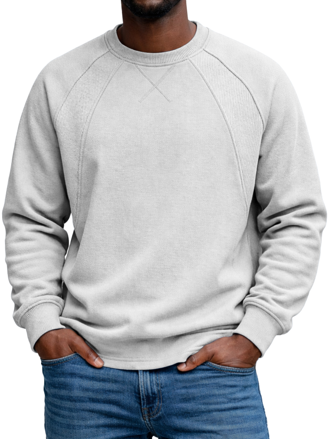 Men's Everyday Crew Neck Raglan Sleeve Patchwork Design Casual Long-sleeved T-shirt