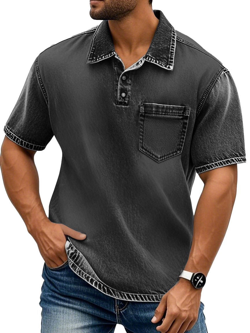 Men's Fashion Retro Lapel Cotton Short-sleeved Polo Shirt