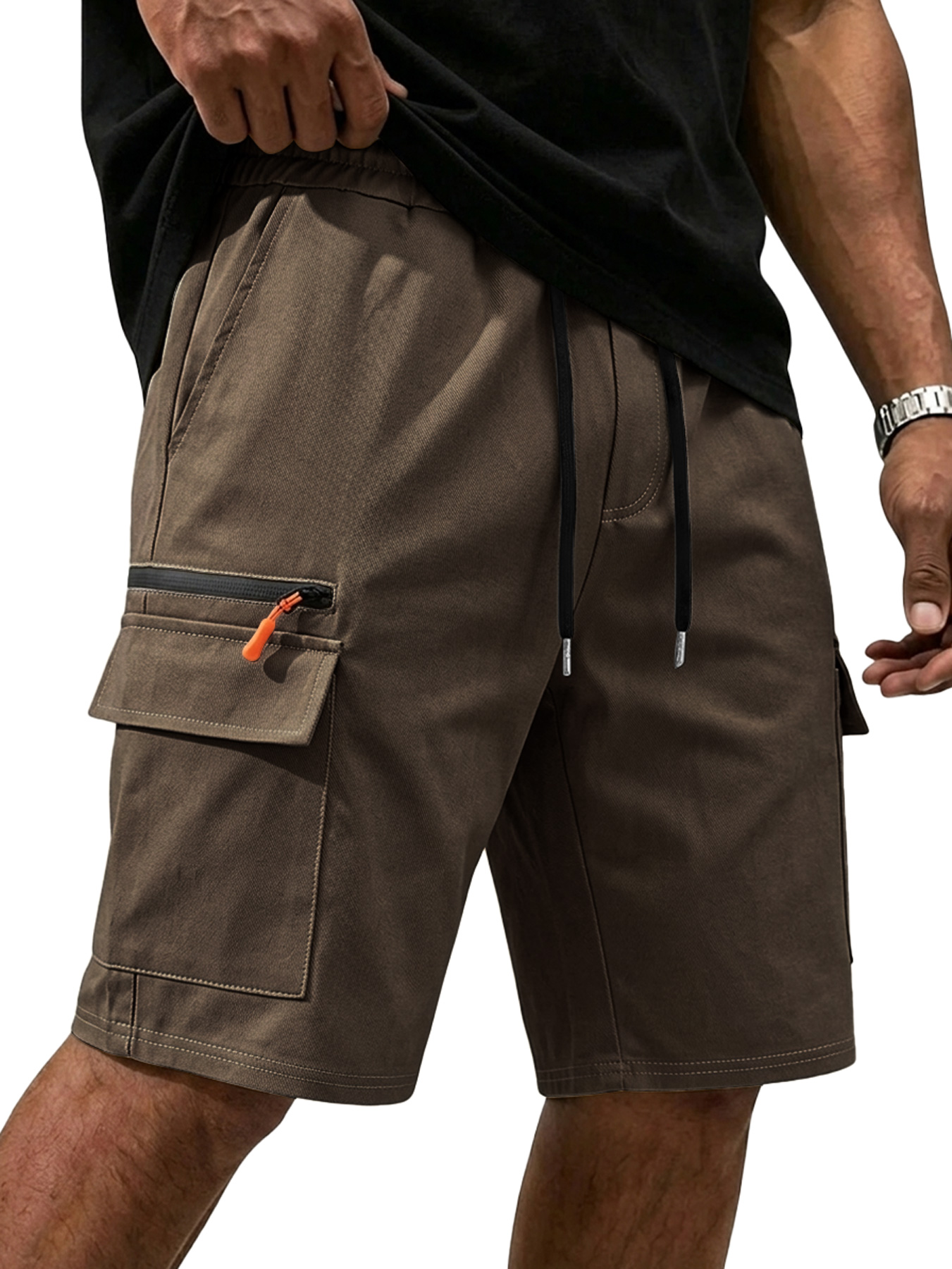 Men's Zippered Multi-Pocket Casual Cargo Shorts