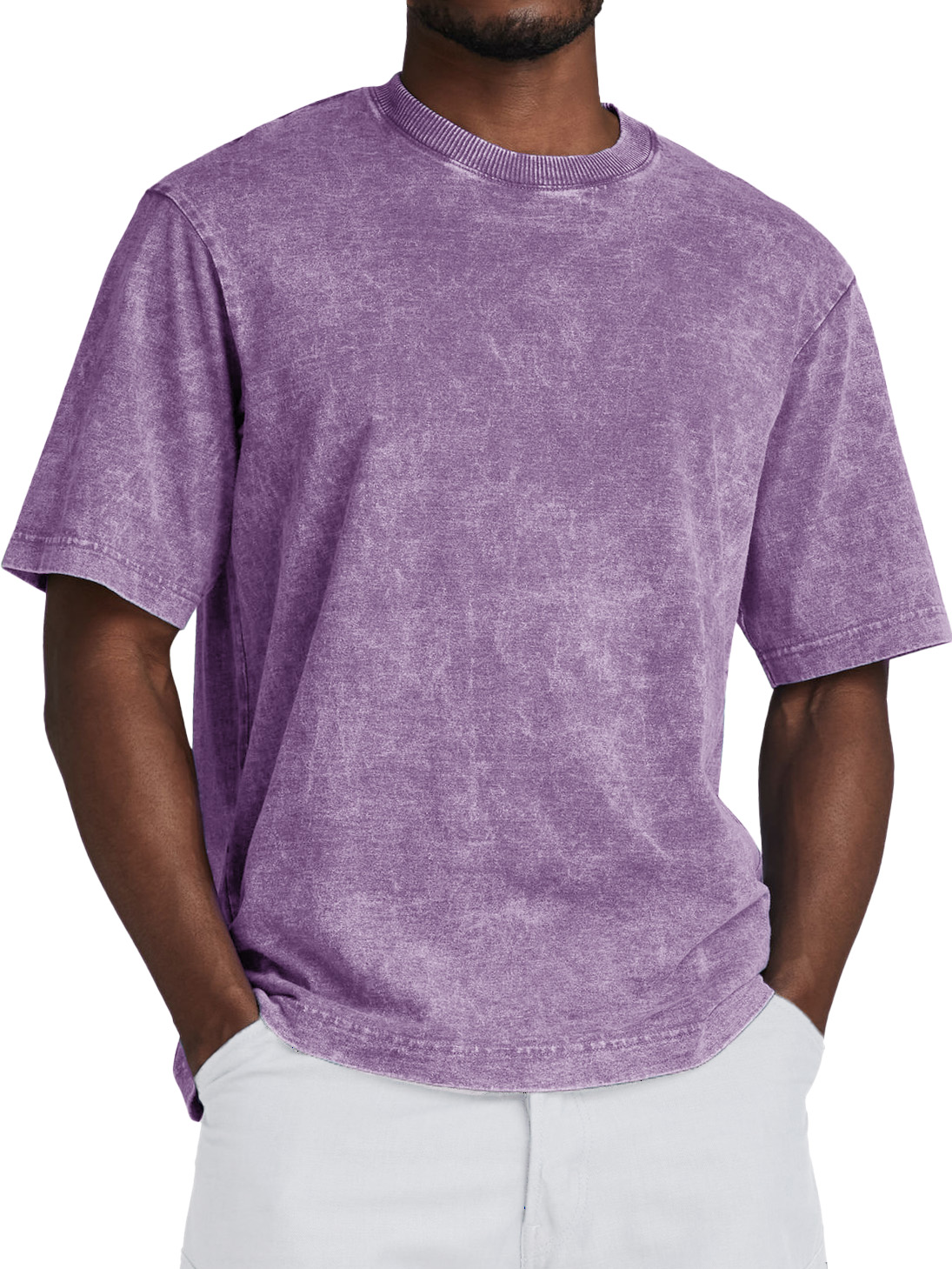 Men's Fashion Retro Washed Distressed Cotton Short-sleeved T-shirt