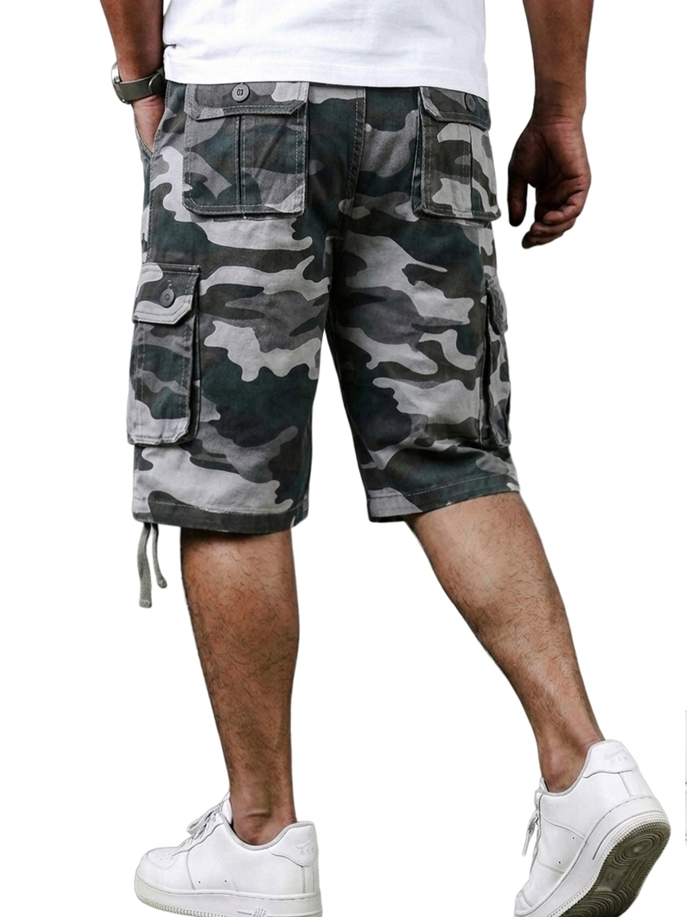 Men's Pure Cotton Camouflage Multi-pocket Casual Work Shorts