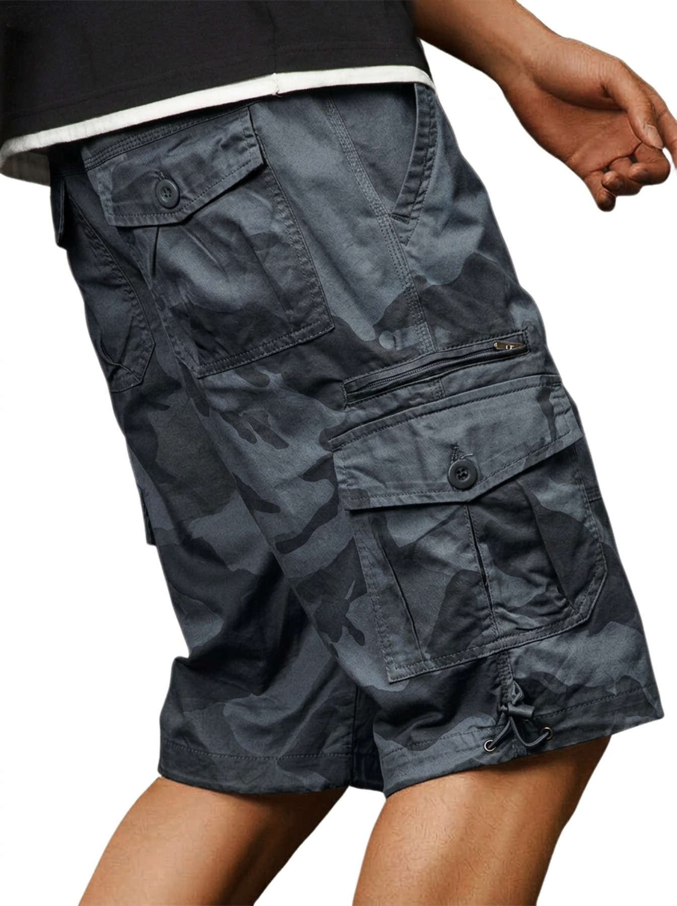 Men's Casual Cotton Multi-pocket Zipper Cargo Shorts
