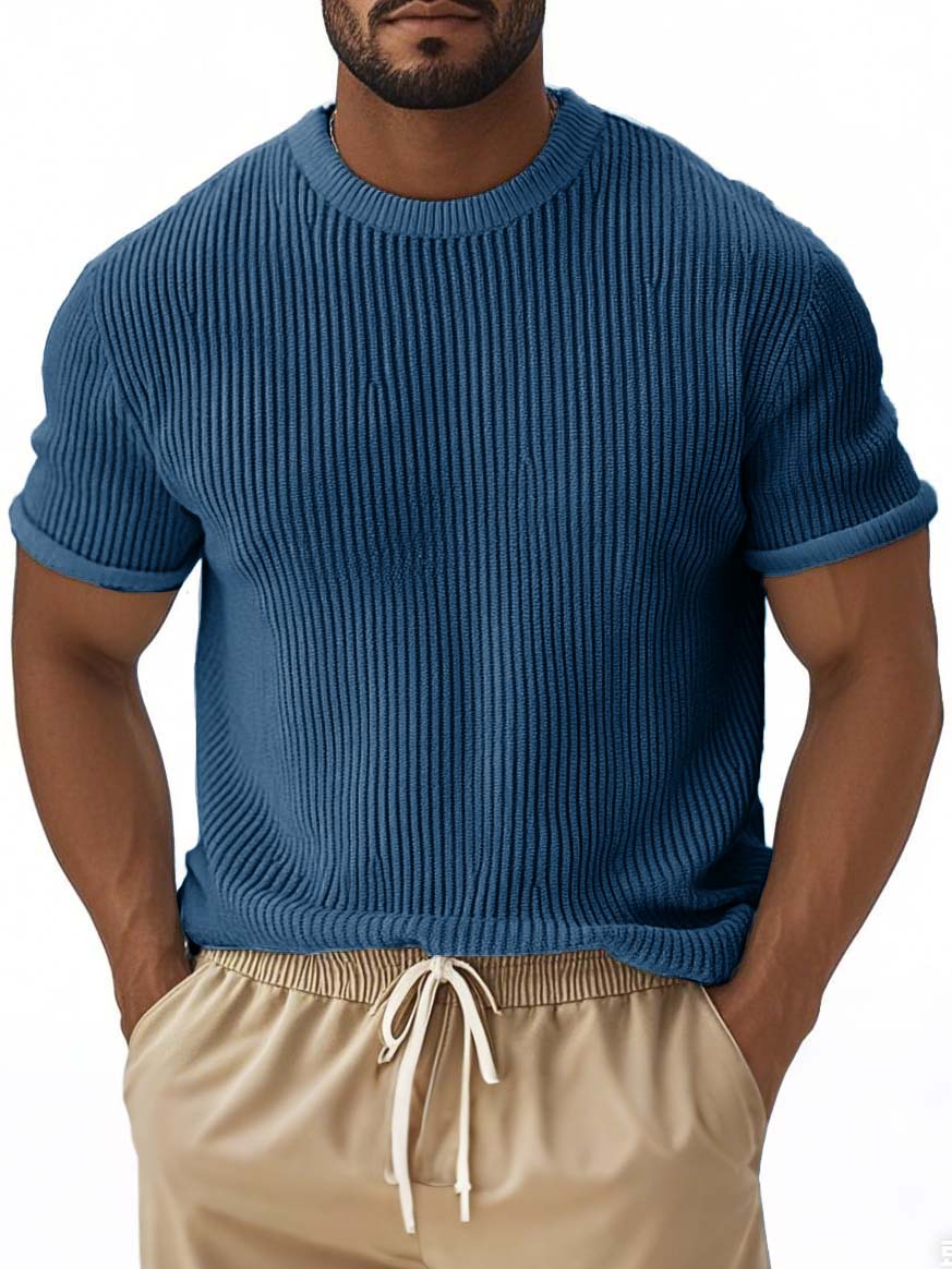 Men's Fashion Street Stripe Short-sleeved T-shirt