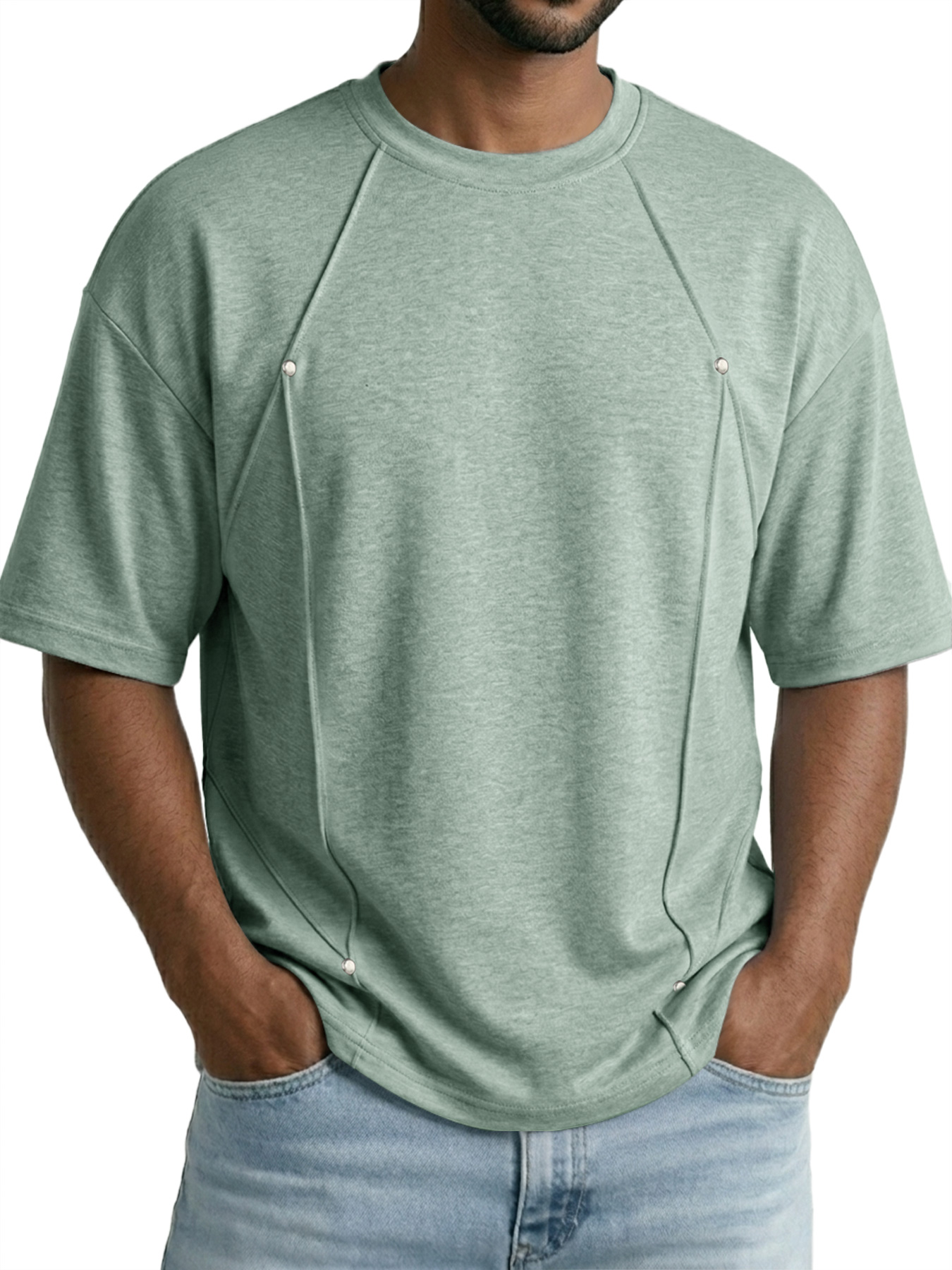 Men's Deconstructed Design Casual Crew Neck Loose Short-Sleeve T-Shirt
