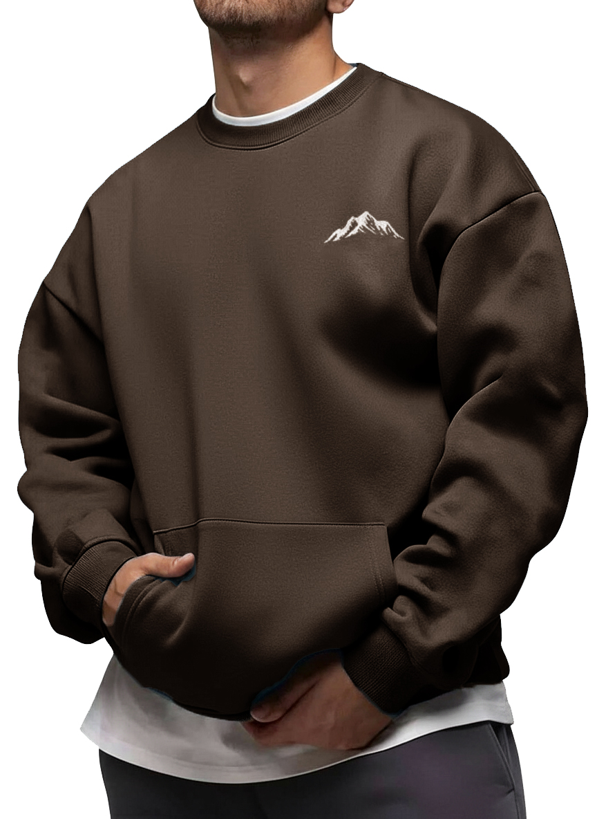 Men's Fashion Casual Printed Crew Neck Long-Sleeve Sweatshirt