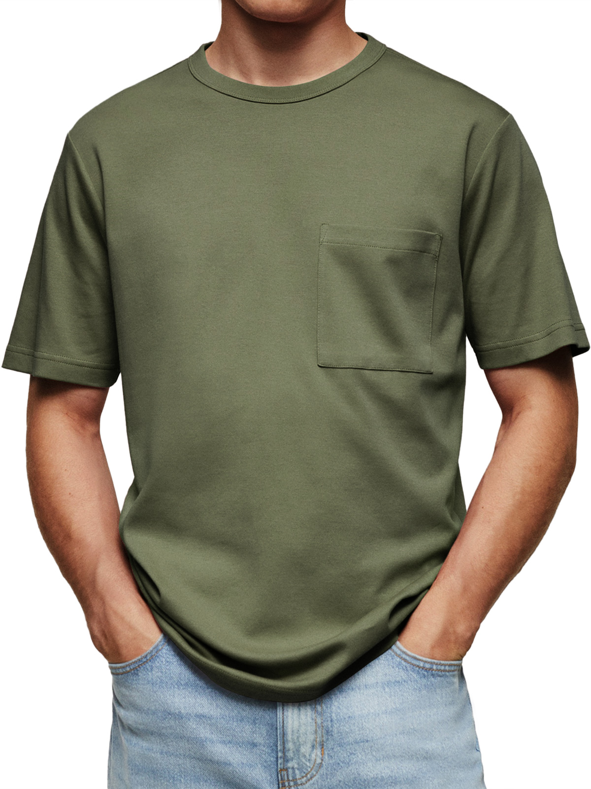 Men's Everyday Round Neck Casual Pocket Comfortable Short Sleeve T-Shirt
