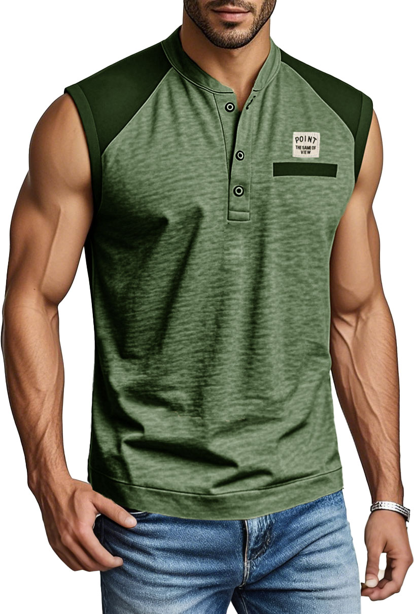 Men's Fashion Outdoor Sports Splicing Logo Vest