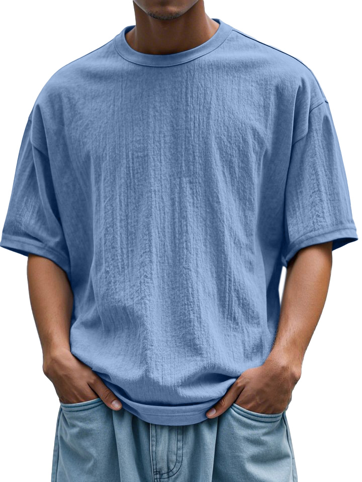 Men's Daily Loose And Simple Solid Color Round Neck Short-sleeved T-shirt