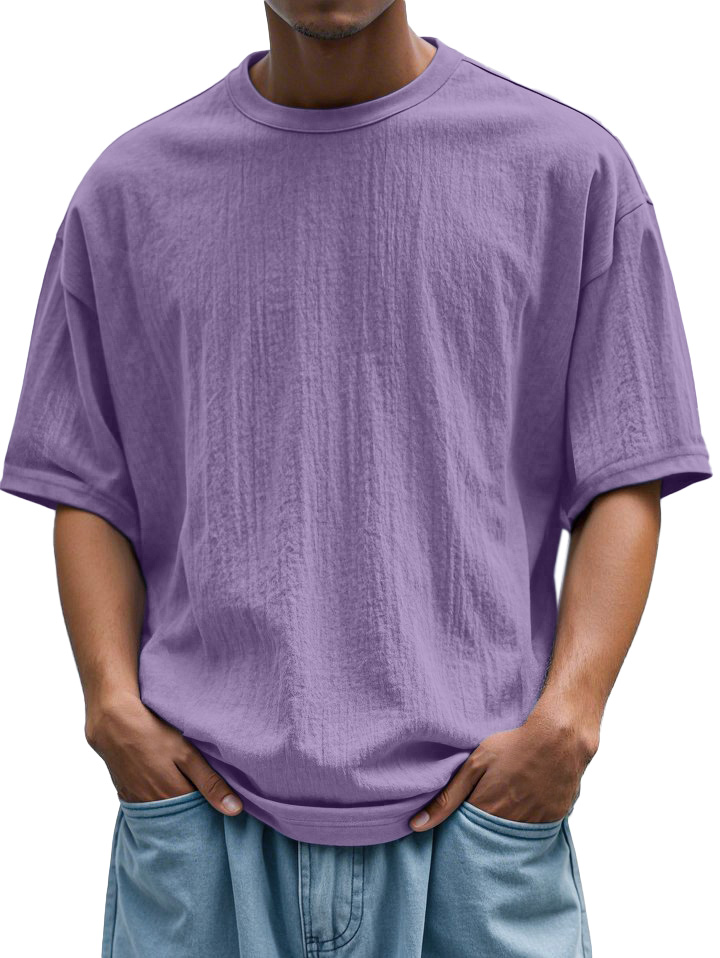 Men's Daily Loose And Simple Solid Color Round Neck Short-sleeved T-shirt