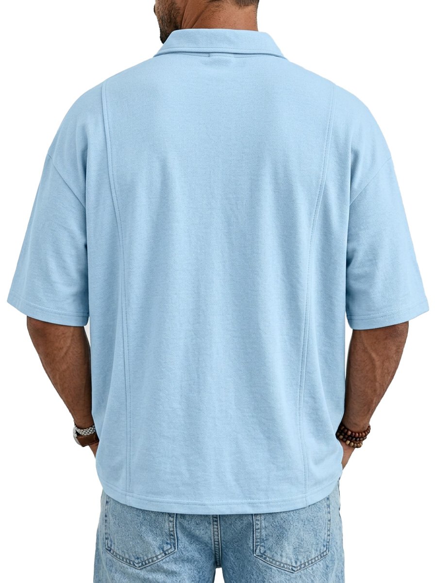 Men's Everyday Simple Deconstructed Design Button Short Sleeve Polo Shirt
