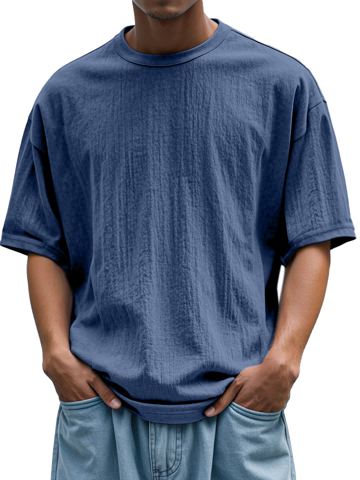 Men's Daily Loose And Simple Solid Color Round Neck Short-sleeved T-shirt