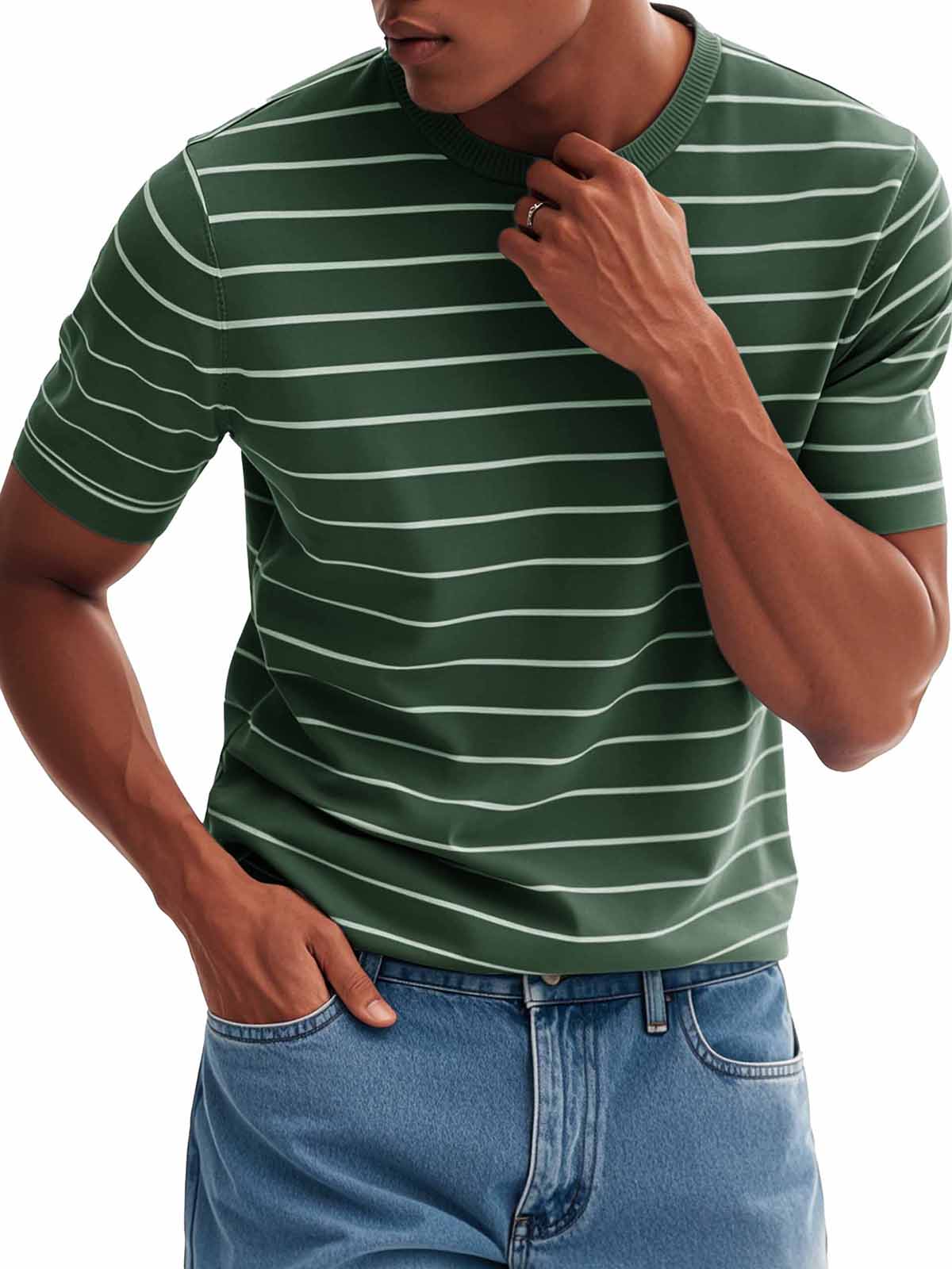 Men's Fashion Casual Striped Round Neck T-Shirt