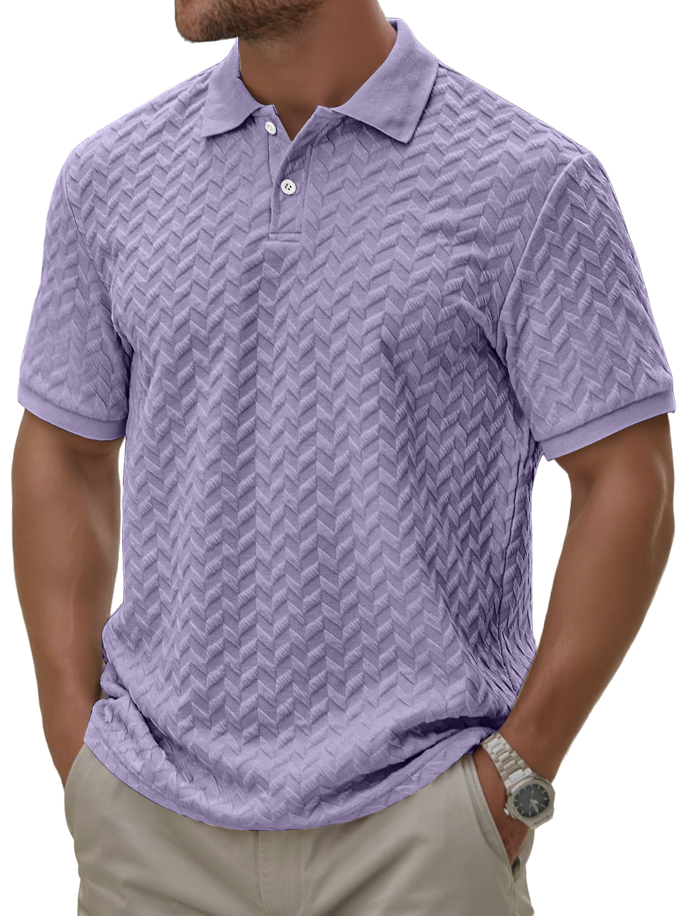 Men's Daily Texture Casual Lapel Button Comfortable Short-sleeved Polo Shirt