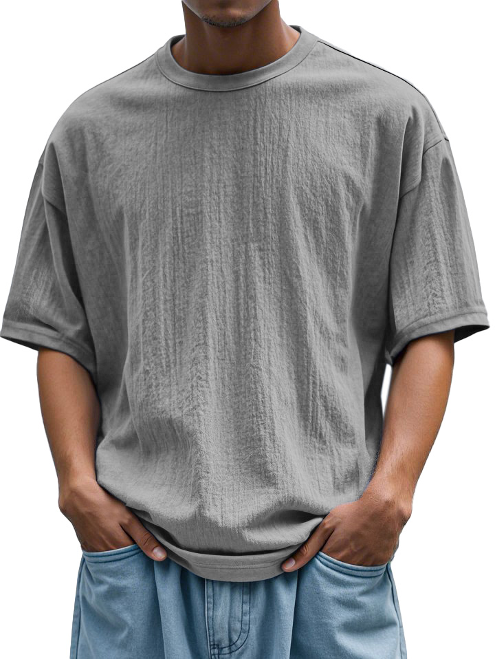 Men's Daily Loose And Simple Solid Color Round Neck Short-sleeved T-shirt