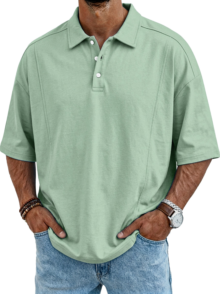 Men's Everyday Simple Deconstructed Design Button Short Sleeve Polo Shirt