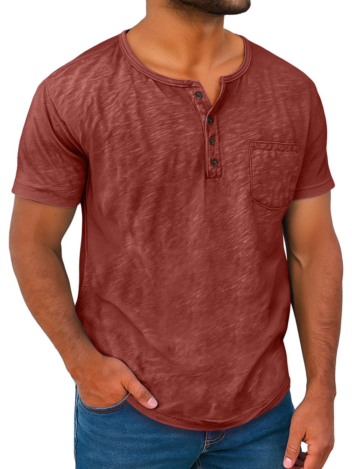 Men's Retro Everyday Casual Button-Down Short Sleeve Henley Shirt