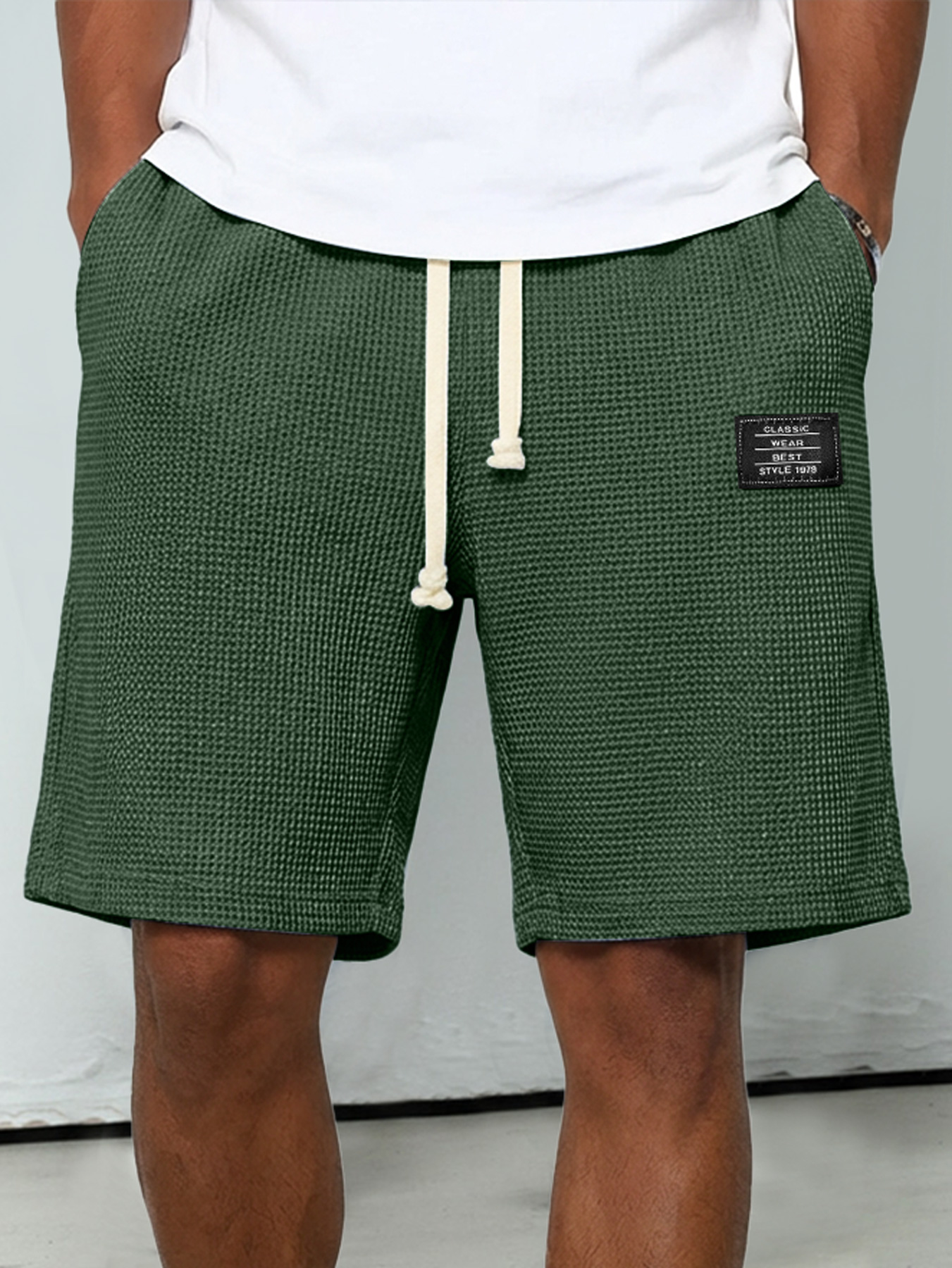 Men's Everyday Waffle-knit Shorts With Elastic Waistband And Logo Detail