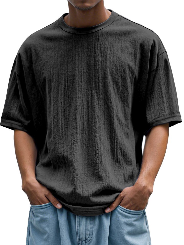 Men's Daily Loose And Simple Solid Color Round Neck Short-sleeved T-shirt