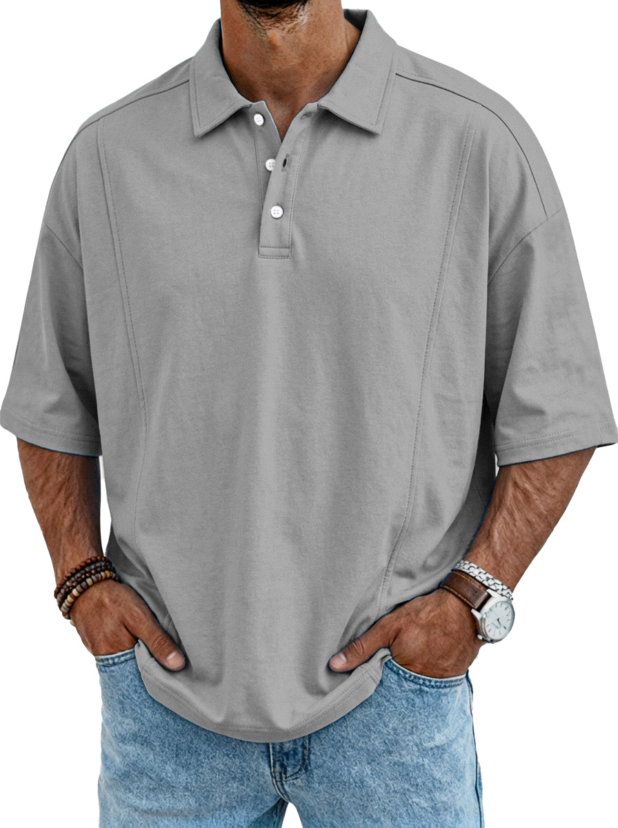Men's Everyday Simple Deconstructed Design Button Short Sleeve Polo Shirt