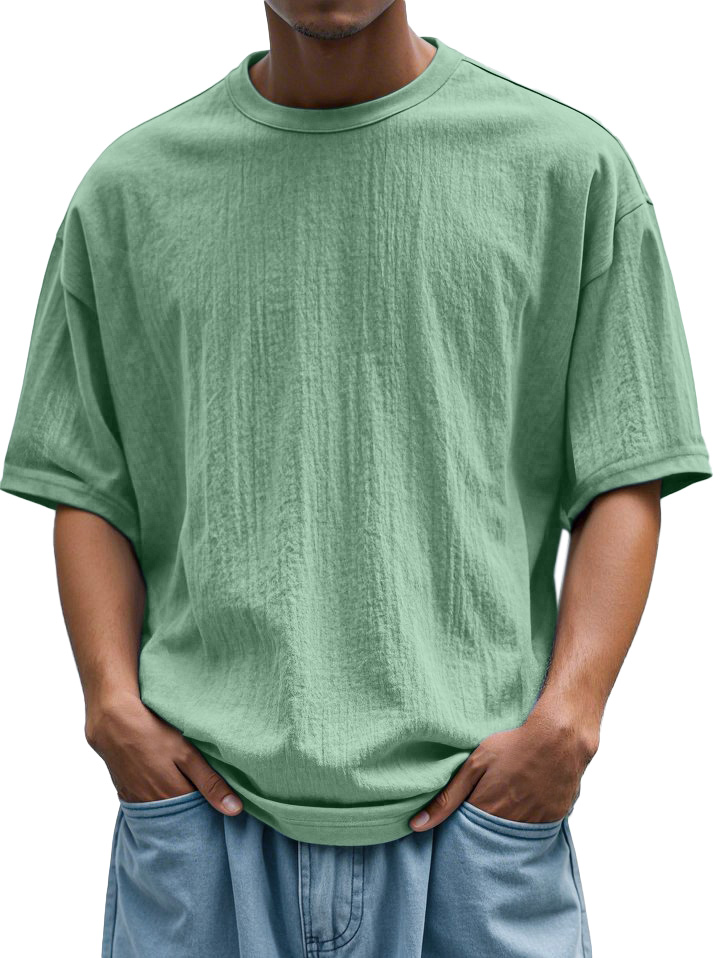 Men's Daily Loose And Simple Solid Color Round Neck Short-sleeved T-shirt