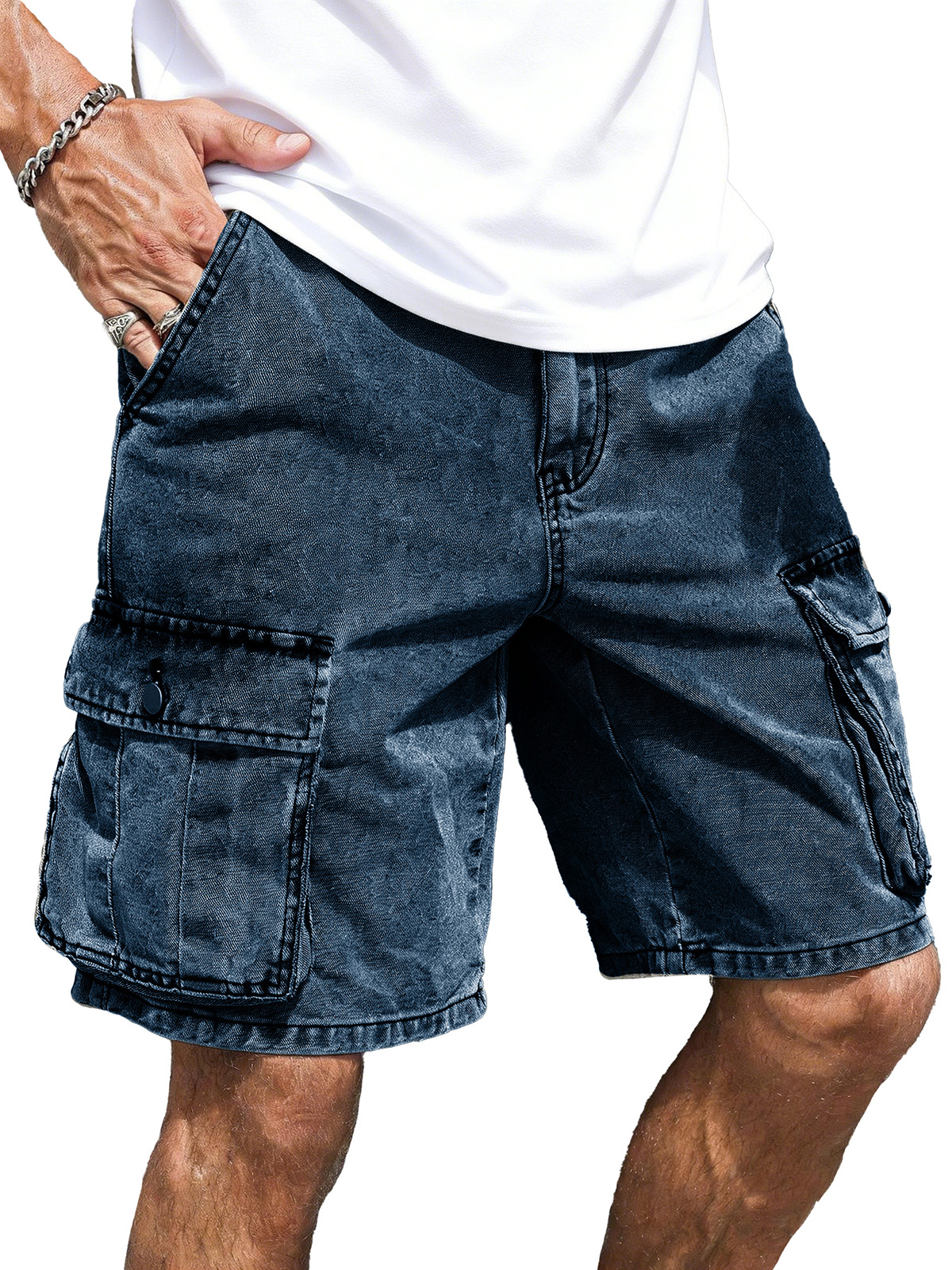 Men's Fashion Retro Loose Multi-Pocket Cargo Shorts