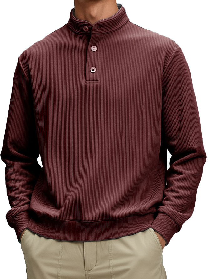 Men's Fashionable Casual Retro Stand Collar Long-Sleeved Top