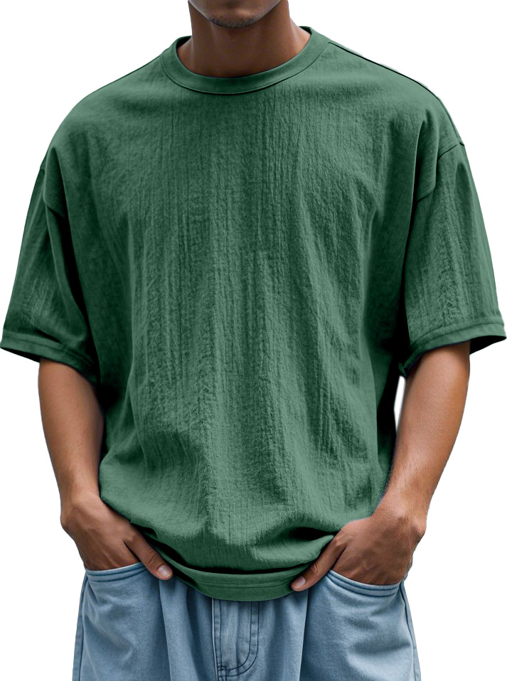 Men's Daily Loose And Simple Solid Color Round Neck Short-sleeved T-shirt