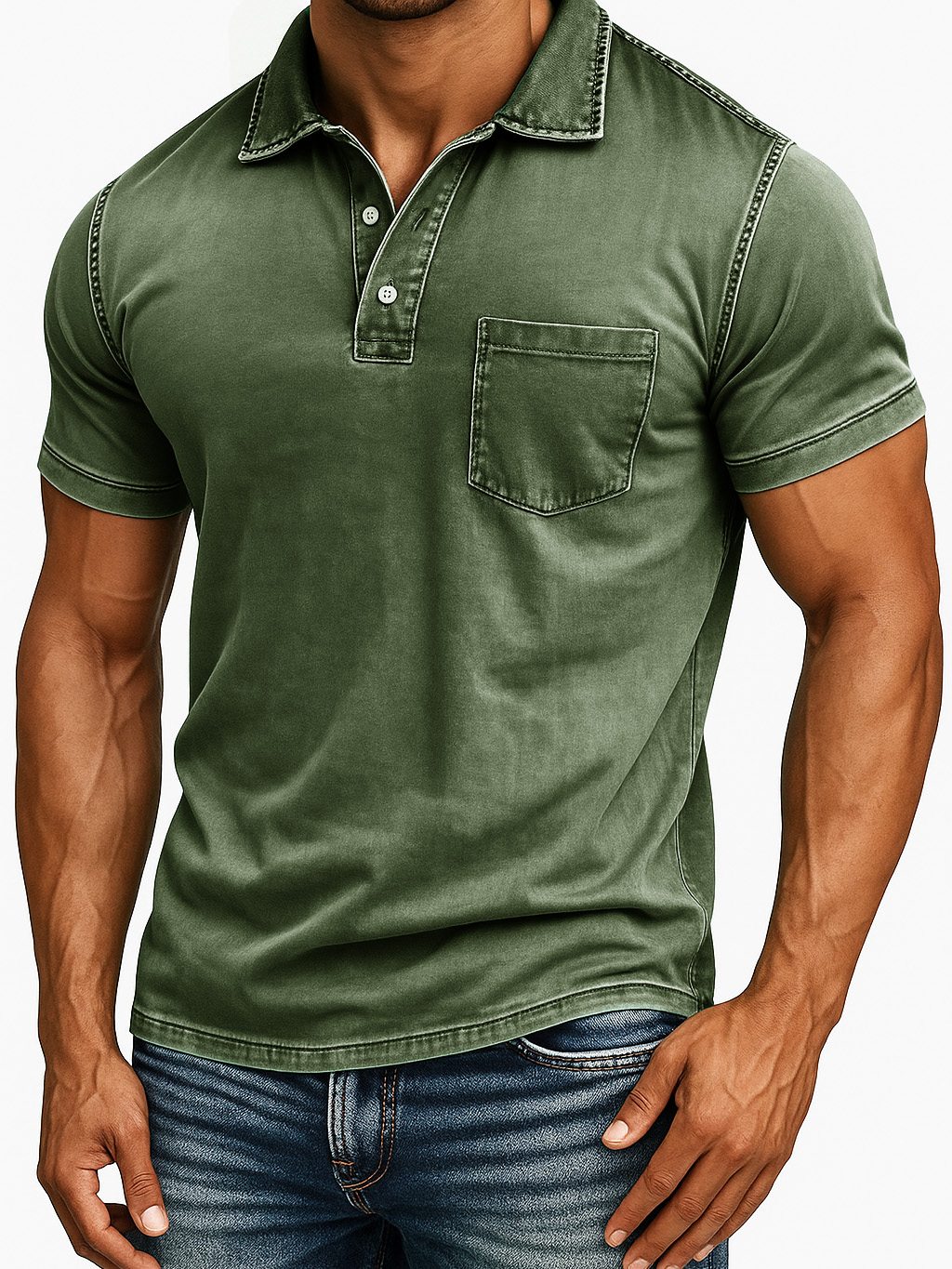 Men's Retro Outdoor Distressed Lapel Short-sleeved Pocket Polo Shirt