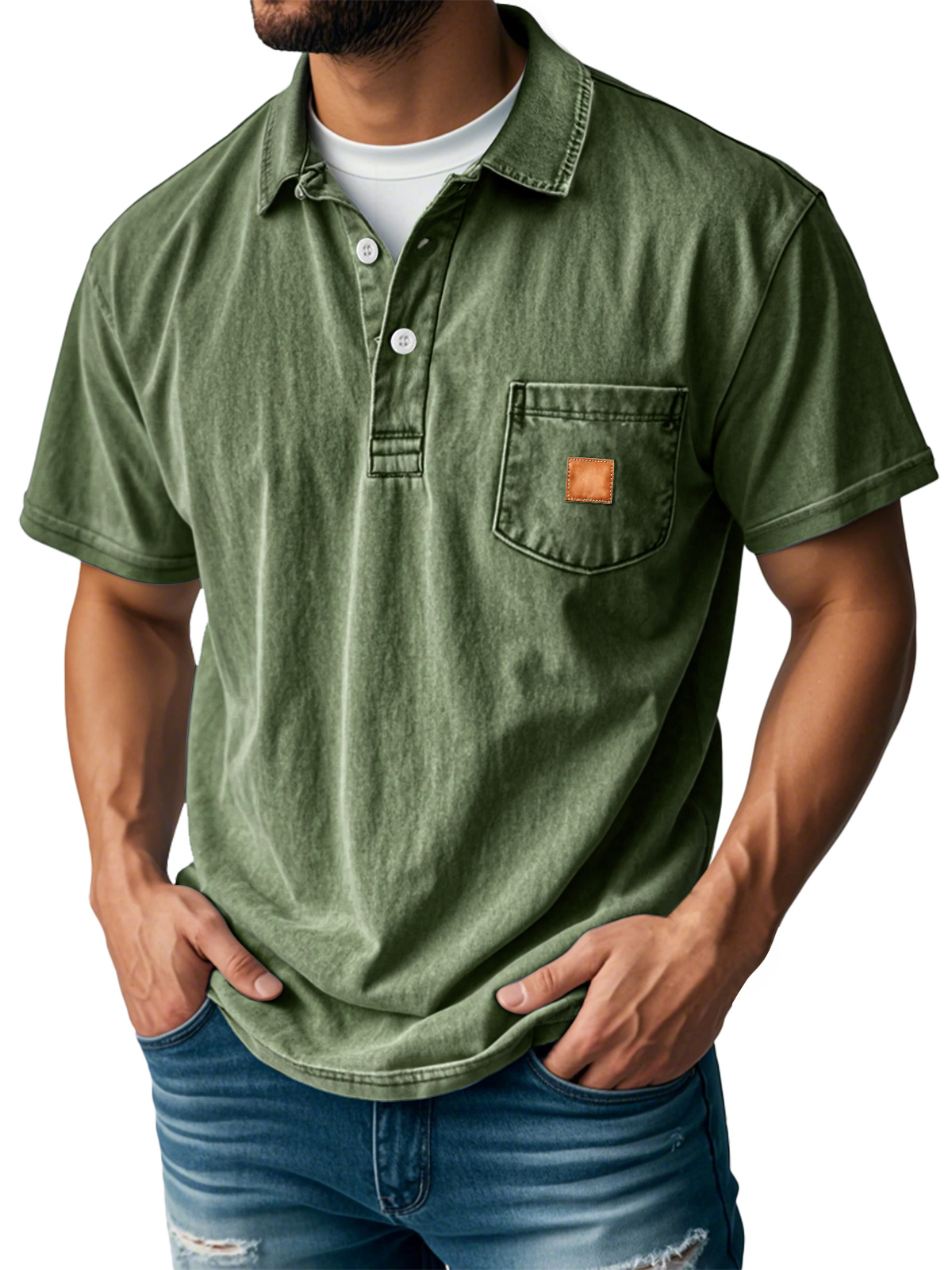 Men's Retro Lapel Pocket Casual Short Sleeve POLO Shirt