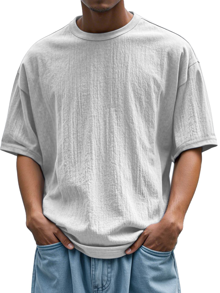 Men's Daily Loose And Simple Solid Color Round Neck Short-sleeved T-shirt