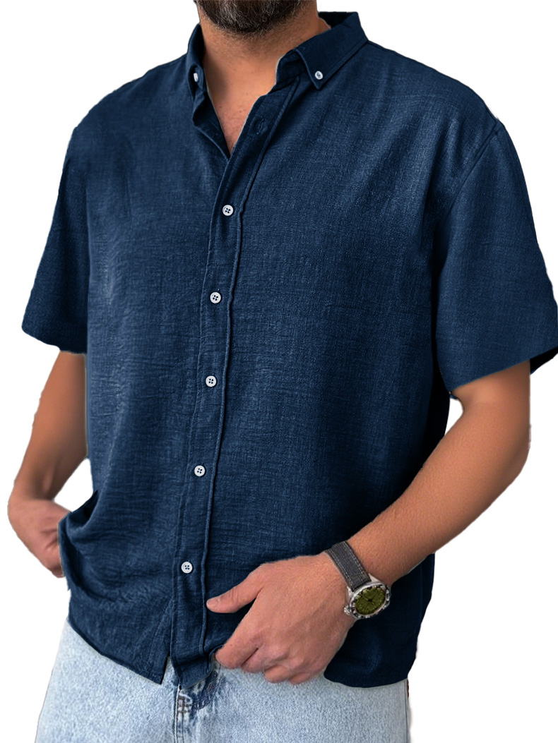 Men's Stylish And Comfortable Everyday Texture Fabric Short-sleeved Lapel Shirt