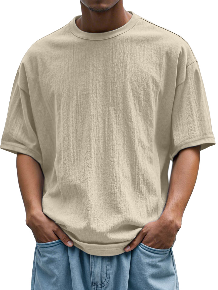 Men's Daily Loose And Simple Solid Color Round Neck Short-sleeved T-shirt