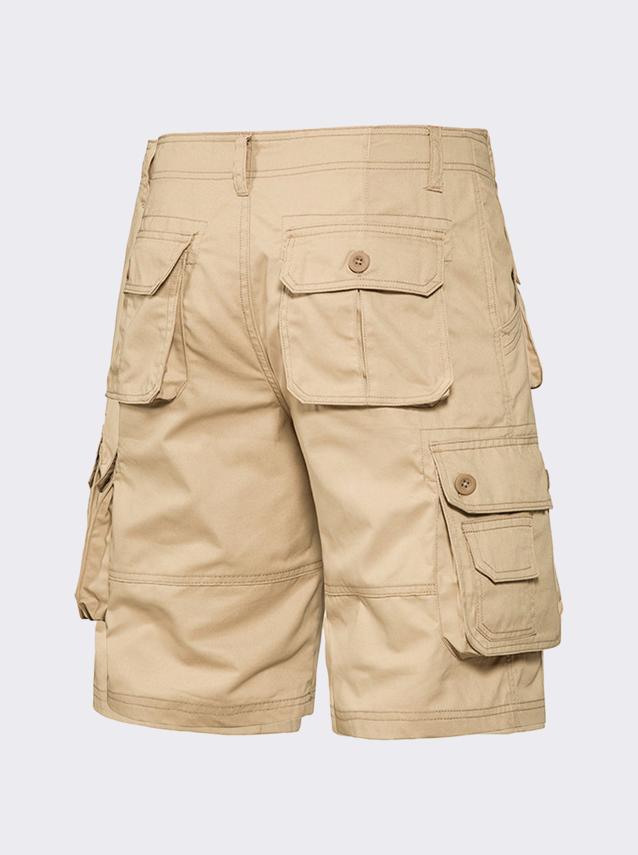 Men's Loose-Fit Cotton Casual Cargo Shorts with Multiple Pockets