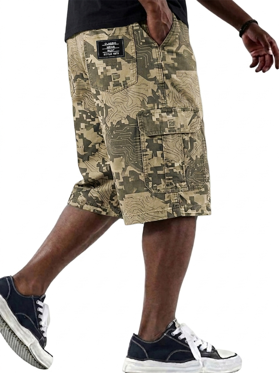 Digital Camouflage Cargo Basic Shorts