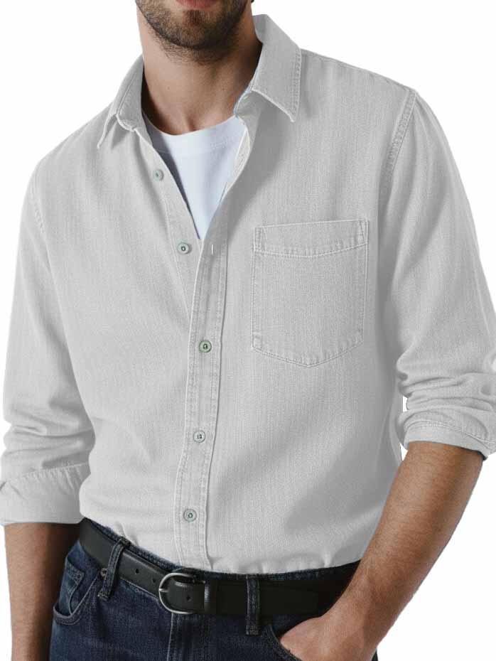 Men's Stylish Vintage Distressed Cotton Lapel Pocket Shirt