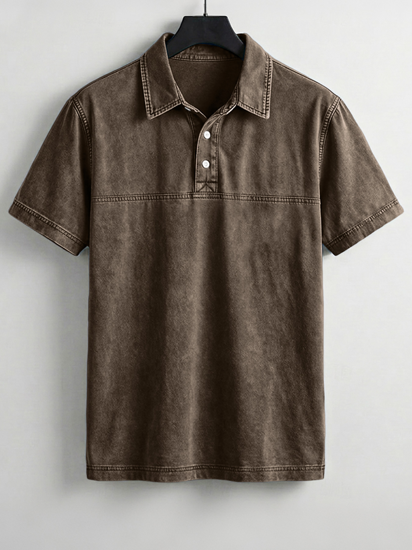Men's Retro Patchwork Design Casual Collared Short-Sleeve Polo Shirt