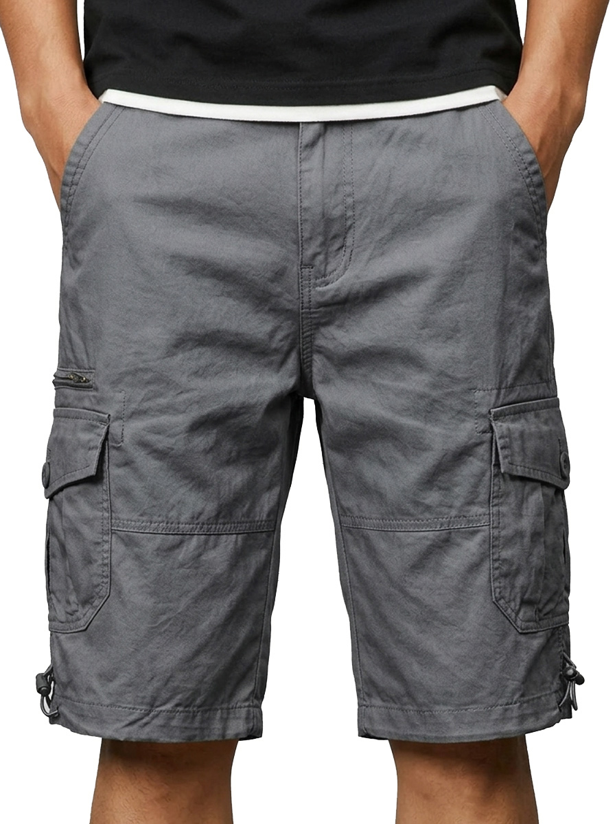 Men's Casual Cotton Multi-pocket Zipper Cargo Shorts