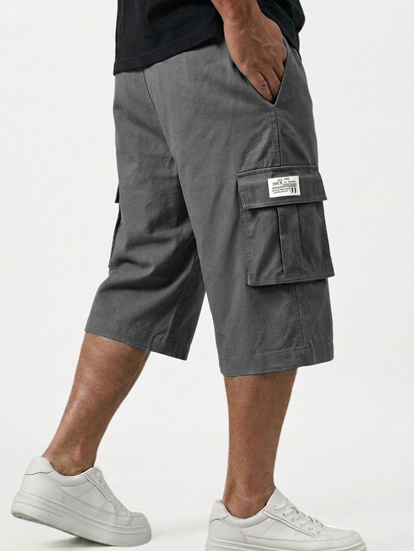 Men's Camouflage Multi-pocket Embroidered Logo Casual Work Shorts