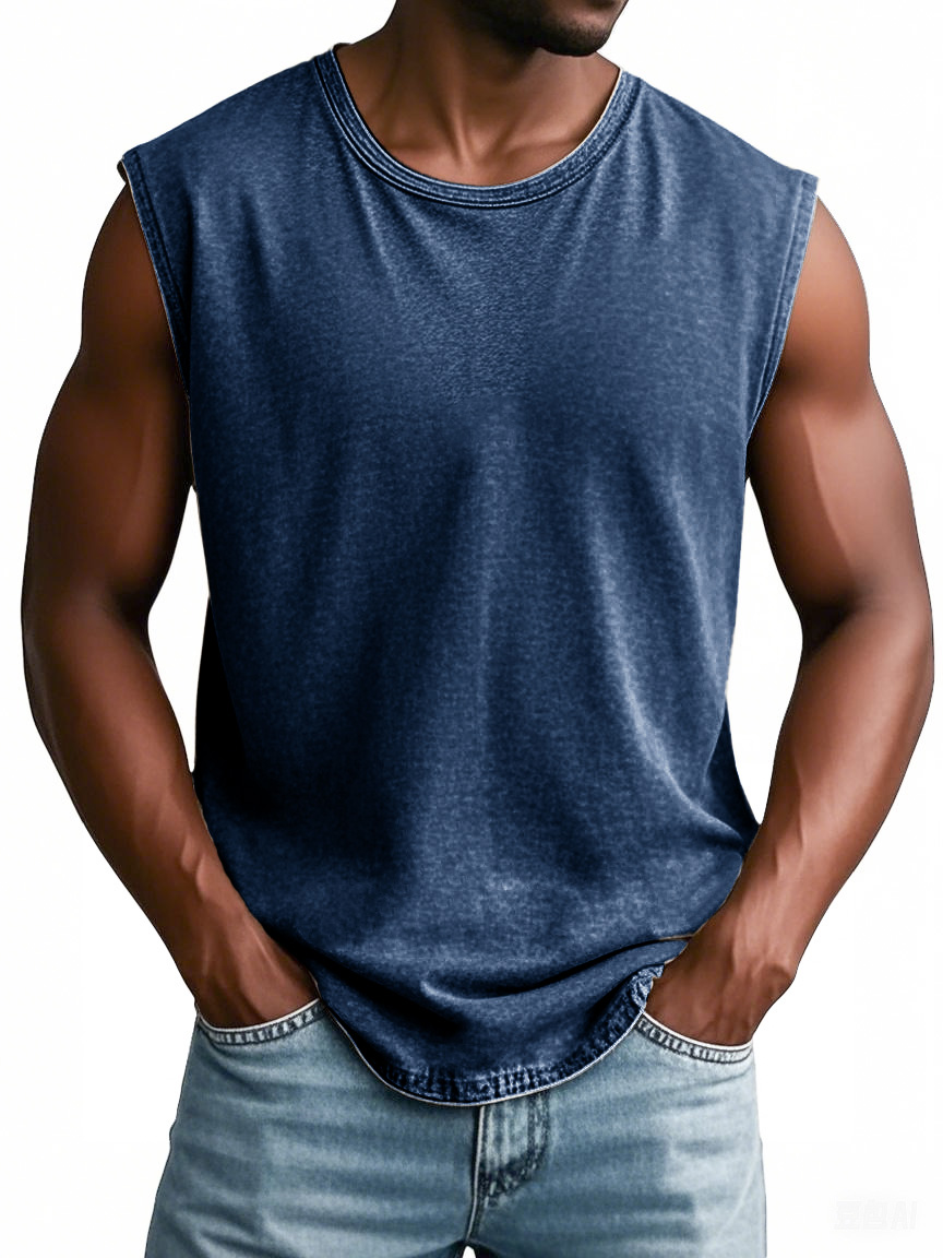 Men's Fashion Retro Round Neck Sleeveless T-shirt