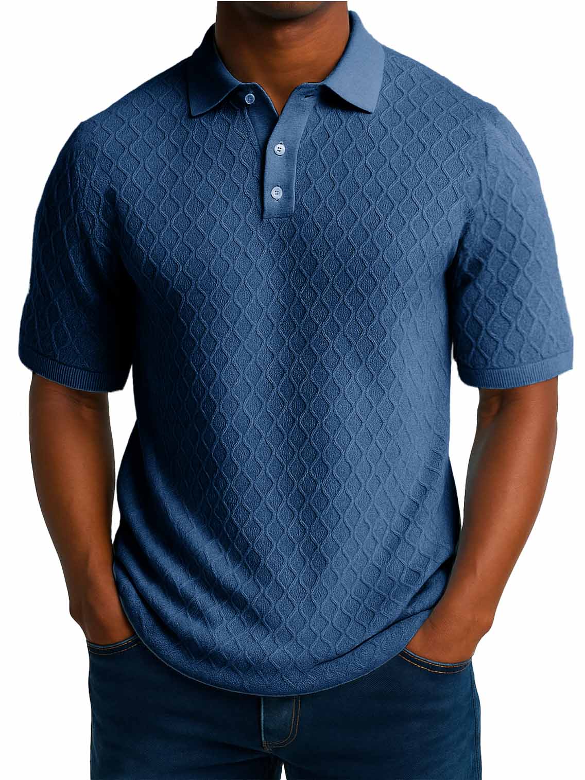Men's Fashion Daily Casual Jacquard Fabric Short-sleeved Lapel Polo Shirt