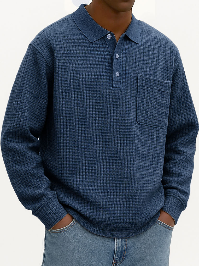 Men's Fashionable Casual Corn-patterned Corduroy Lapel Pocket Polo Shirt