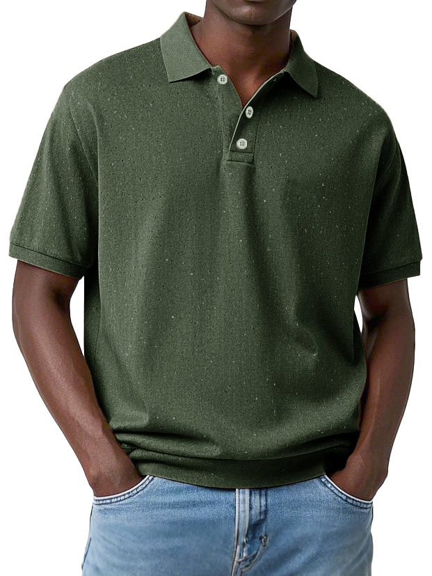 Men's Fashion Retro Distressed Lapel Short Sleeve Polo Shirt