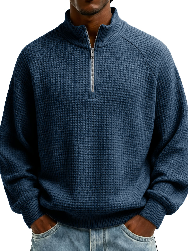 Men's Stylish Casual Loose-fitting Raglan Sleeve Stand-up Collar Long-sleeved Sweatshirt