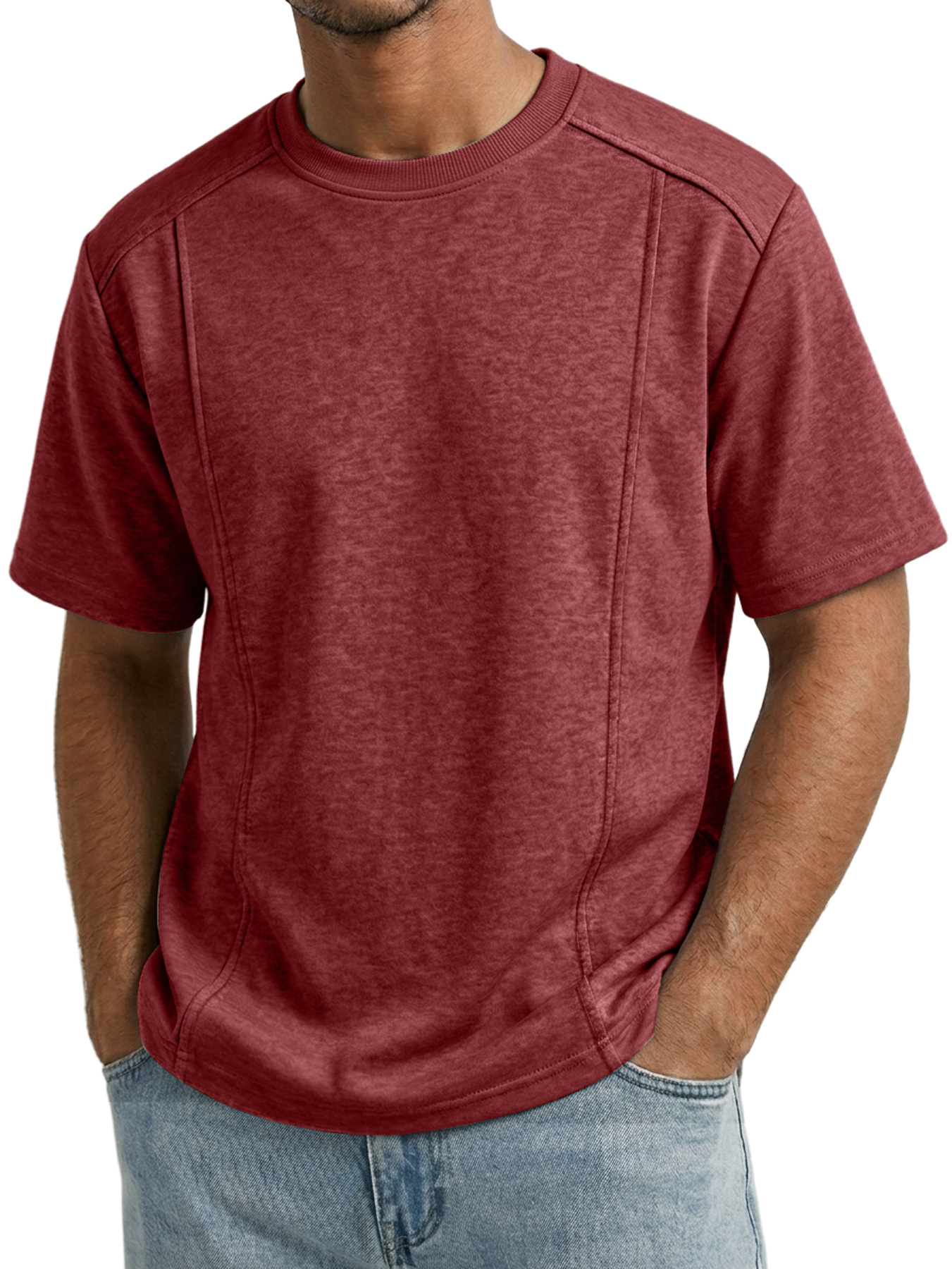 Men's Crew Neck Deconstructed Casual Short-Sleeve T-Shirt