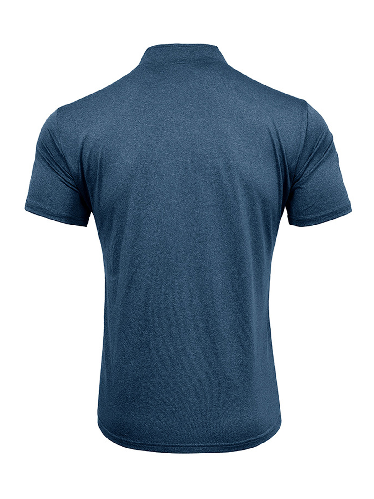 Men's Casual Stand Collar Zipper Quick-drying Solid Color Short-sleeved T-shirt