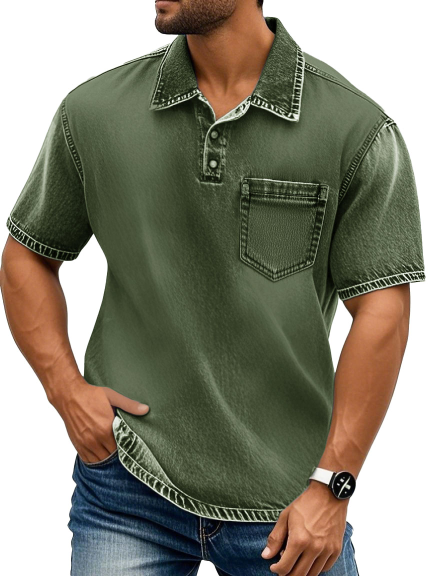 Men's Fashion Retro Lapel Cotton Short-sleeved Polo Shirt