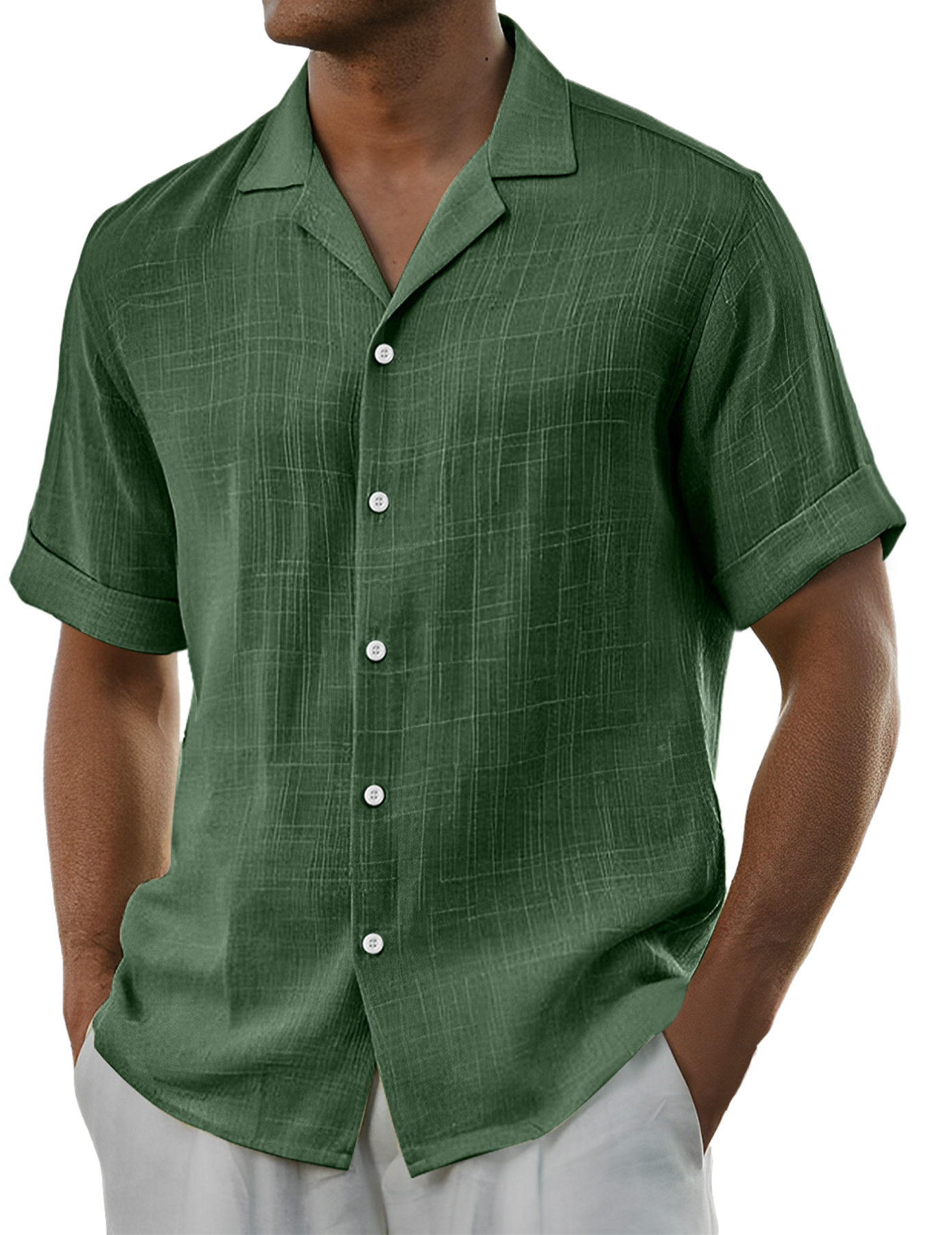 Men's Daily Cotton And Linen Comfortable Casual Short-sleeved Shirt
