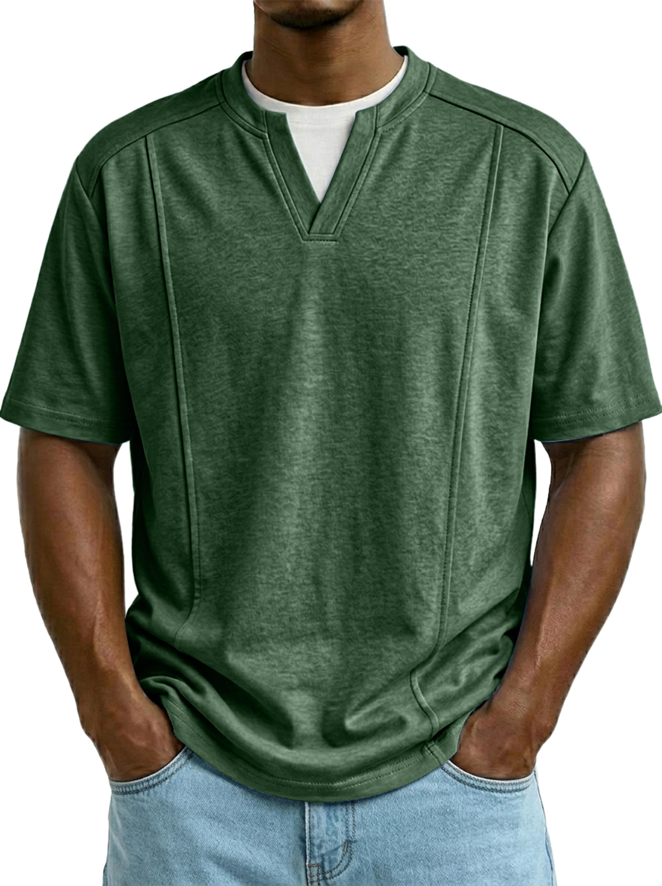 Men's Casual Faux Two-Piece Deconstructed Short-Sleeve T-Shirt
