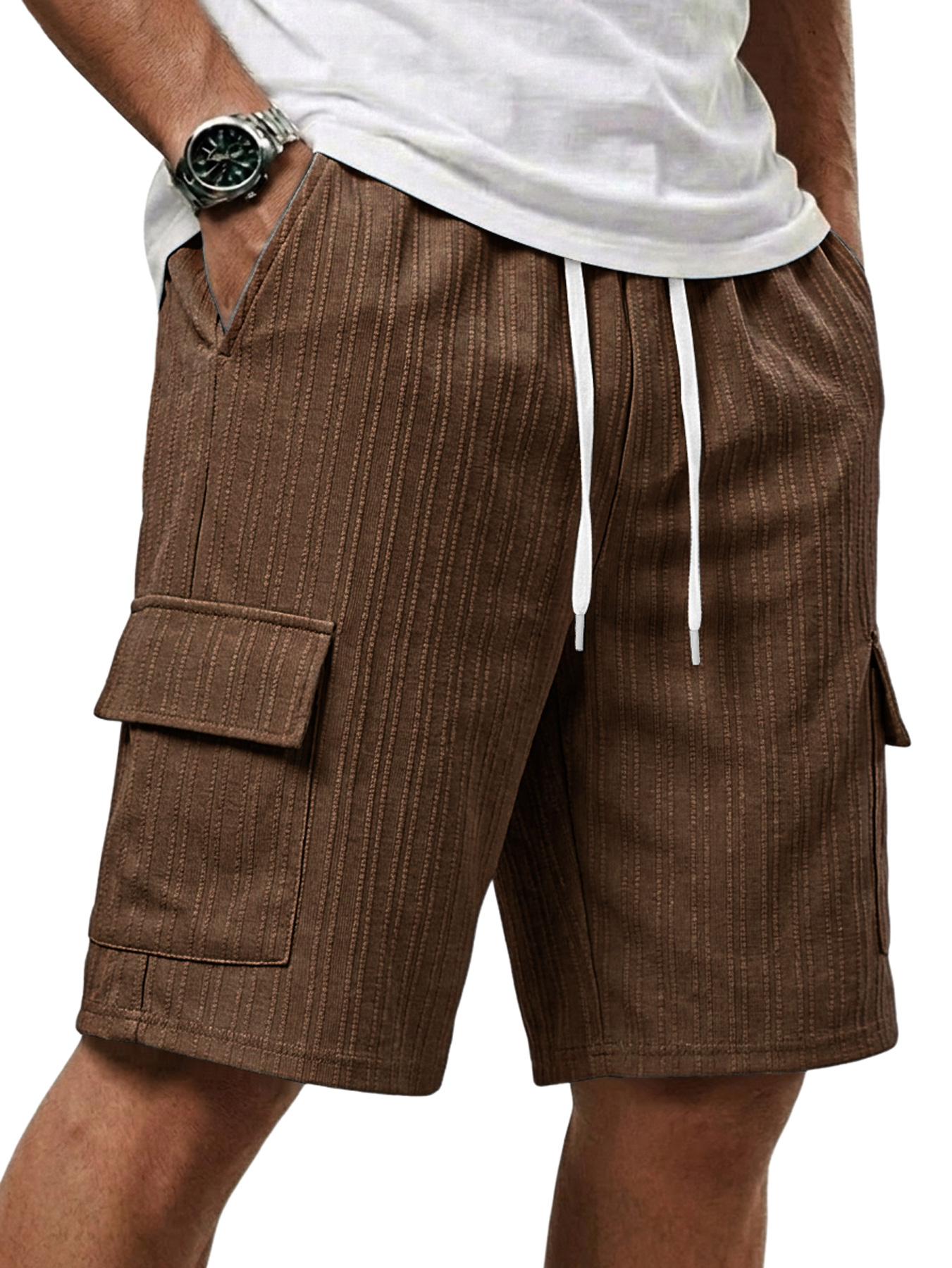 Men's Jacquard Textured Multi-pocket Casual Loose Shorts